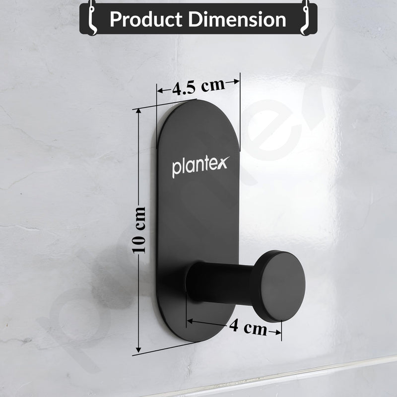 Plantex Wall Hanging Hook/Bath Towel Hook/Self Adhesive Oval Robe Hooks for Kitchen/Bathroom/Stylish Home Decor Items - Pack of 6 (Black)-4