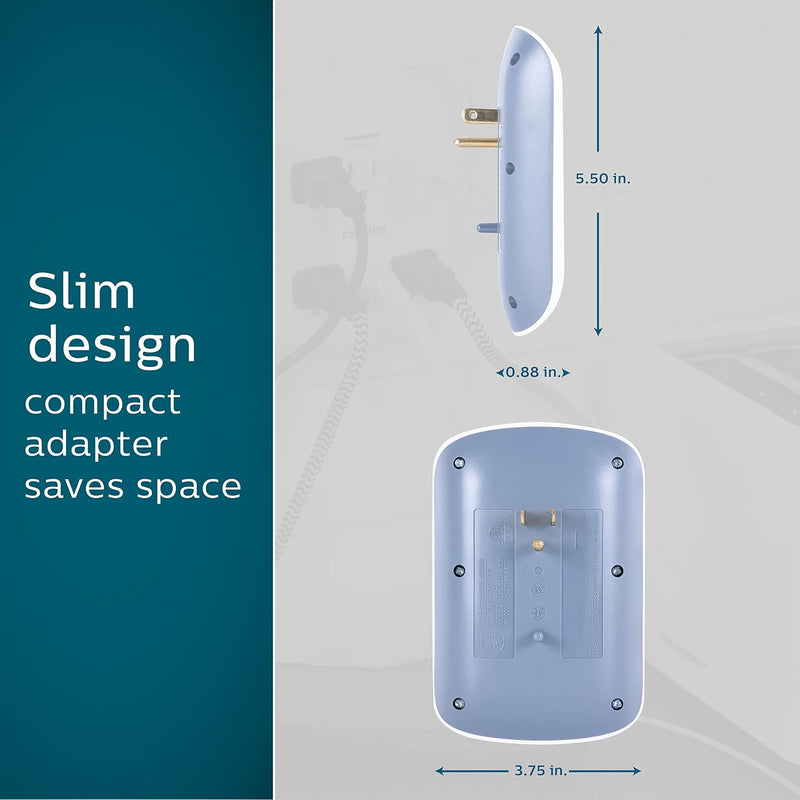 Philips SPP3469WA/37 Set of 4 Taps with Surge Protection, 900 Pretty Space-Saving Design (Pack of 4)