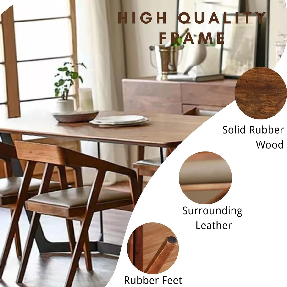 Solid Sheesham Arm Chair Modern Furniture Off Games Wooden High Chair Pu Leather Cushion for Kitchen | Living R
