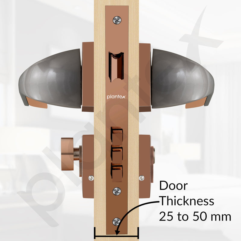 Plantex Heavy Duty Mortise Lock/Main Door Lock/Door Handle Set for Home/Office - Door Accessories- (APS-PT-009- Rose Gold - Satin)-5