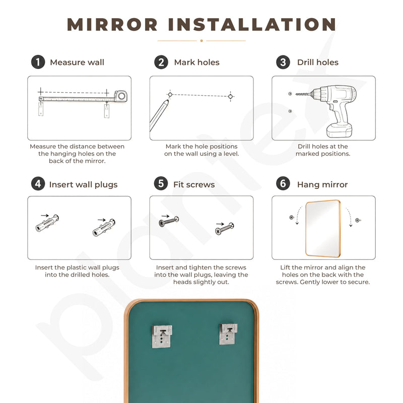 Plantex Aluminium Frame Mirror for Wall/Rectangle Wall Mount Mirror for Bedroom/Dressing Room/Living Room/Entryway - (20x28 Inch-Gold)-4