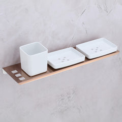 Plantex Stainless Steel with ABS Material Double Soap Dish/Stand with Tumbler Holder for Bathroom/Kitchen/Paste&Brush Stand/Bathroom Accessories-Rose Gold-4