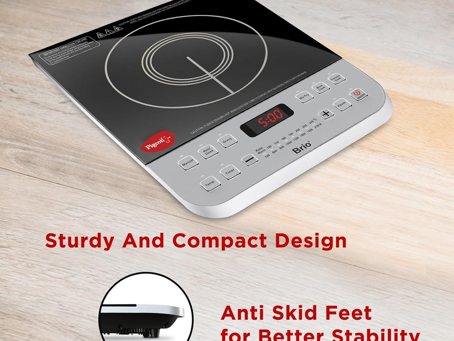 Pigeon by Stovekraft Brio Plus Induction Stove 2100 Watts for Fast and Easy Cooking
