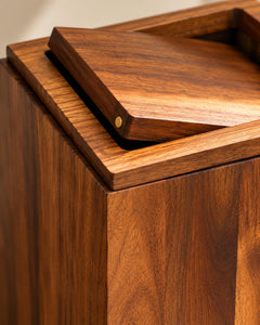 Solid Wood Trash Bin – Rustic Wooden Dustbin for Bathroom, Kitchen, Office, Living Room – Compact Waste Basket 