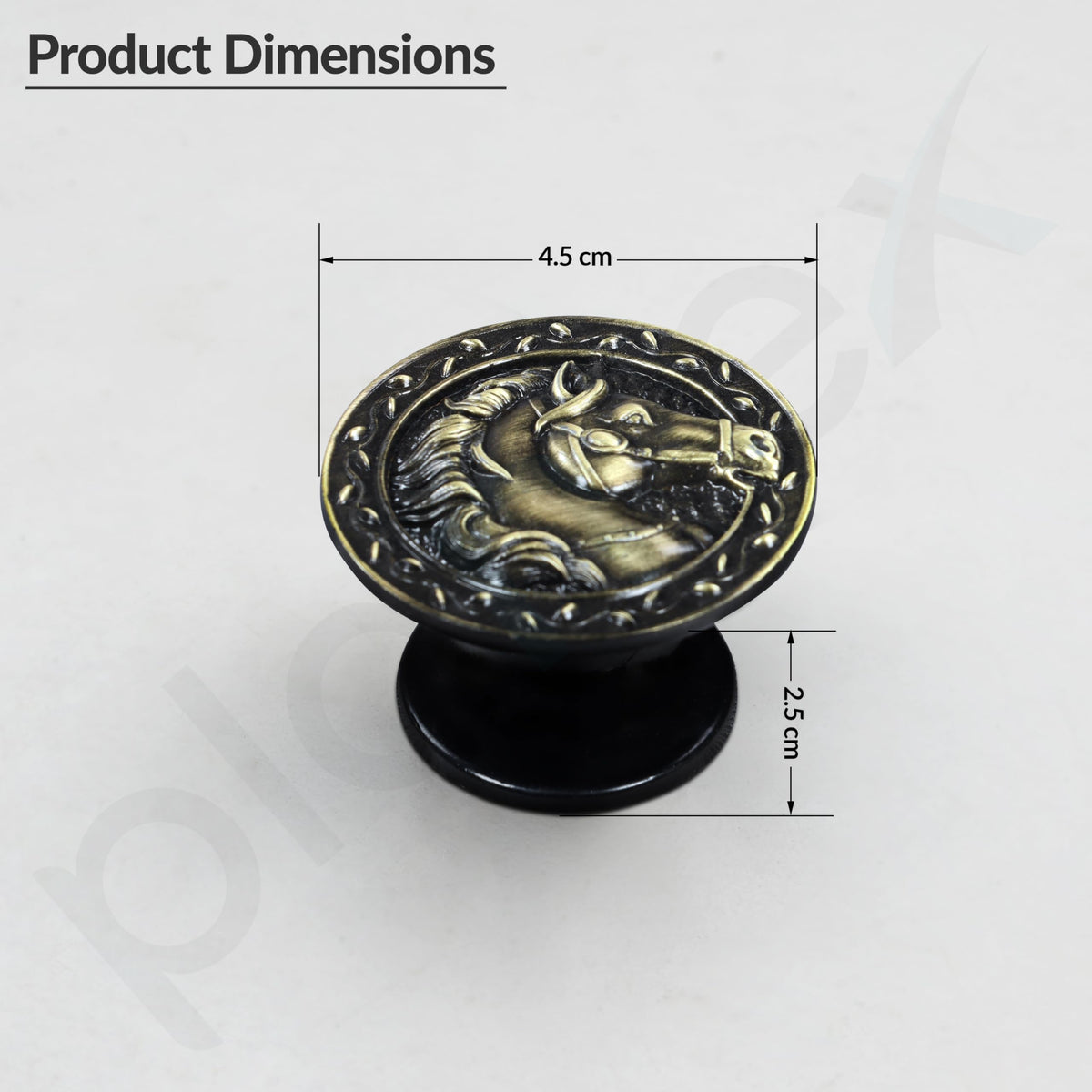 Plantex Horse Face Cabinet Drawer Knobs | Kitchen Cabinet Knobs | Pulls Handles Knobs for Wardrobe Kitchen &Cupboard- Pack of 3 Pieces (Brass-Antique)-2
