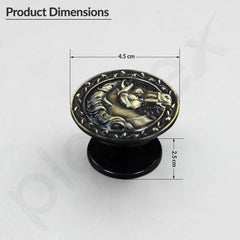 Plantex Horse Face Cabinet Drawer Knobs | Kitchen Cabinet Knobs | Pulls Handles Knobs for Wardrobe Kitchen &Cupboard- Pack of 3 Pieces (Brass-Antique)-2