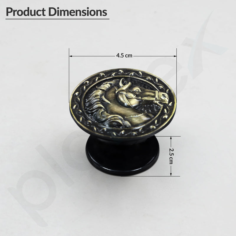 Plantex Horse Face Cabinet Drawer Knobs | Kitchen Cabinet Knobs | Pulls Handles Knobs for Wardrobe Kitchen &Cupboard- Pack of 3 Pieces (Brass-Antique)-2