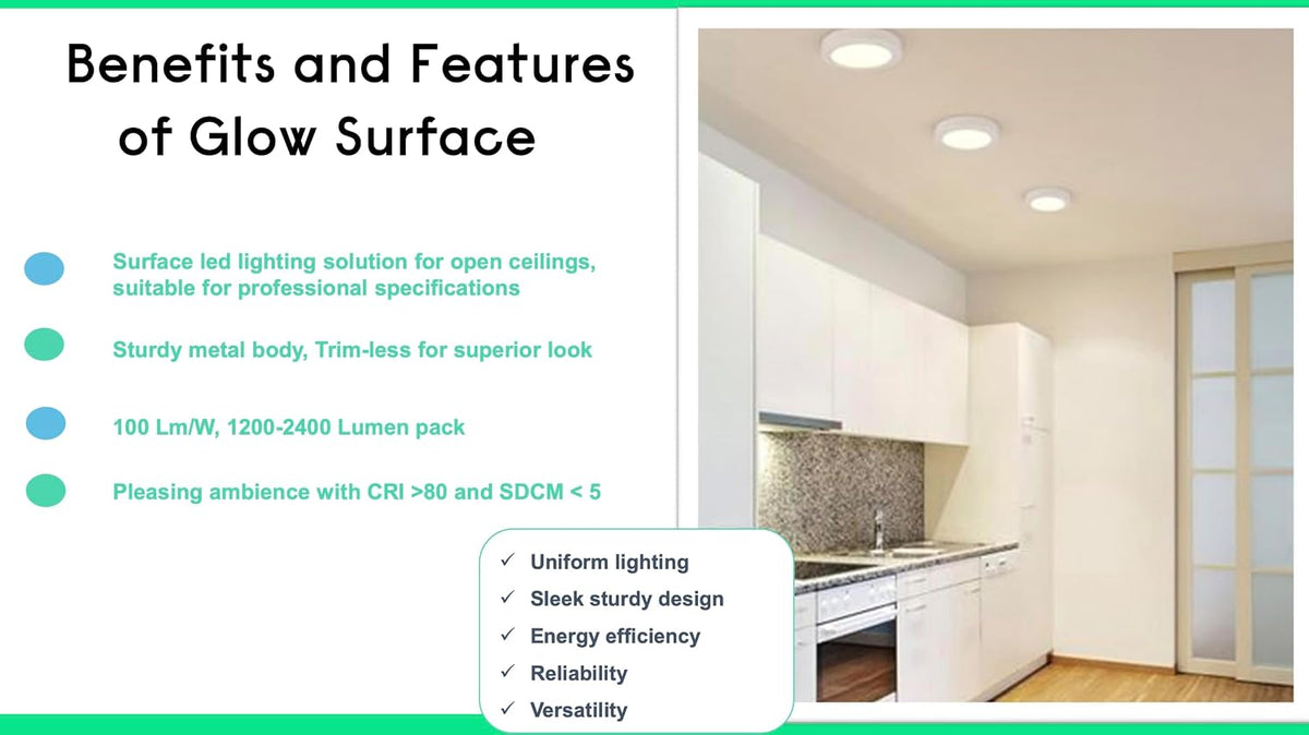 Philips LED Glow Surface Downlight Metal Body, Trim Less Sleek and Energy-efficient Surface Mount Light (3000k - Warm white, B0FLQ978LS)