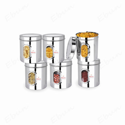 Ebun Stainless Steel See Through Small Containers | Small Containers with Capacity 200 Grams | Pack of 6 Pcs Combo, Silver