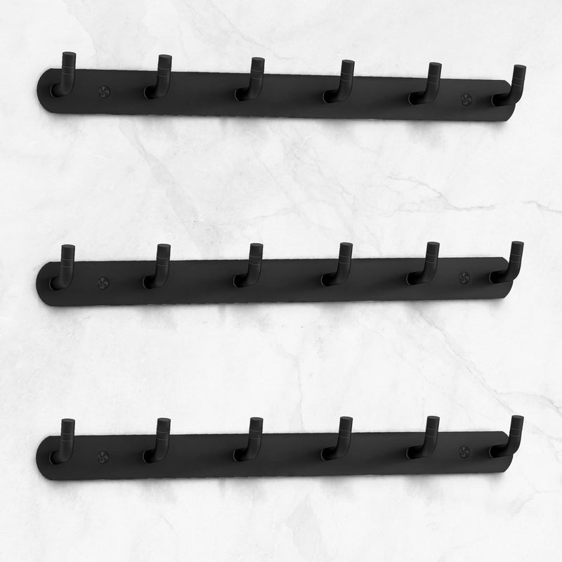 Plantex Wall Hooks for Hanging Cloth/Stainless Steel Towel Hangers/Bathroom Robe Hooks/Door Hangers/Wall Hook Rack/Hook Rail for Hanging Keys - 6 Hooks (Pack of 3, Black)-1