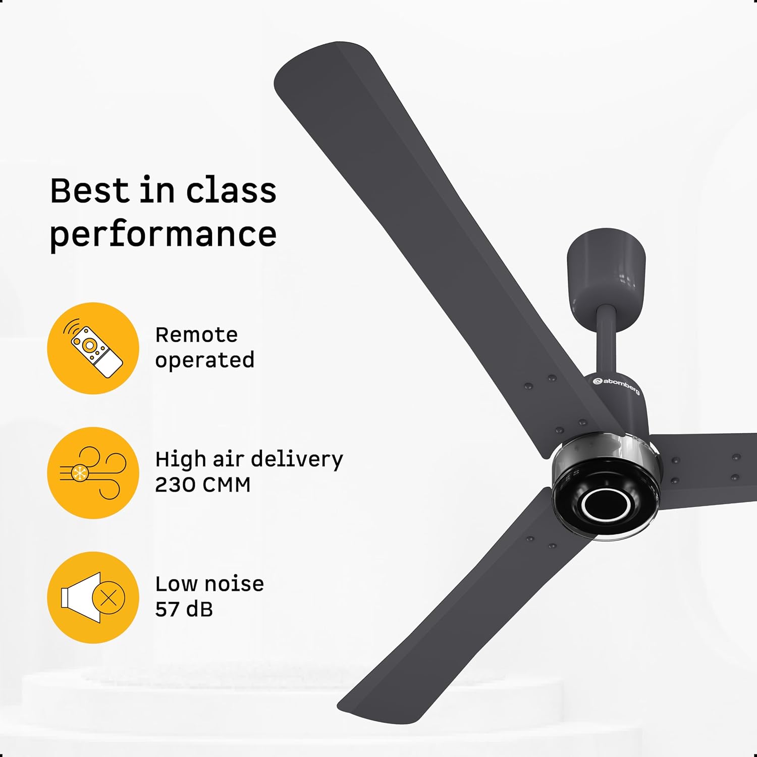 atomberg Renesa Elite 1200mm BLDC Ceiling Fan with Remote Control | BEE 5 star | High Air Delivery with Moonbeam LED Light | New Sleek Design | Newly Launched | 5 Year Warranty | Pebble Grey