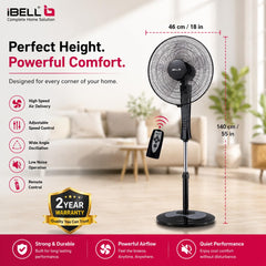 iBELL WINDP10 400 mm 5 Blade Pedestal Fan with Remote-6