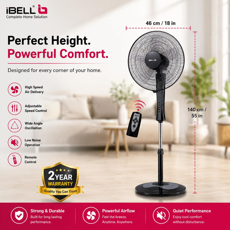 iBELL WINDP10 400 mm 5 Blade Pedestal Fan with Remote-6