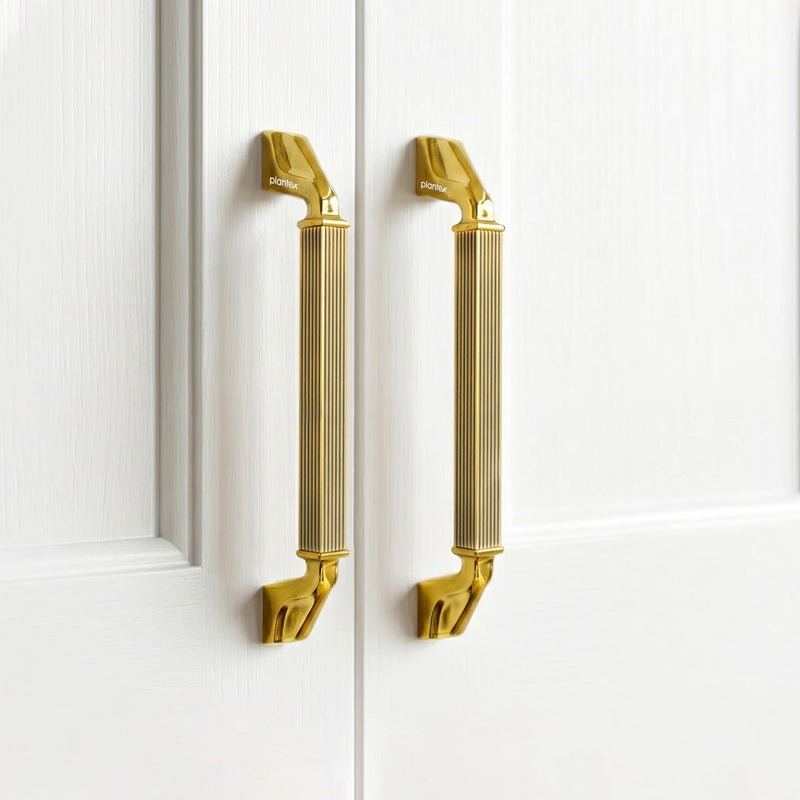 Plantex Aluminium Cabinet Handle/160mm Wardrobe Handle for Home/Cupboard Door Pull-Push Handles for Office - Pack of 2 (Brass Antique & Gold)-1