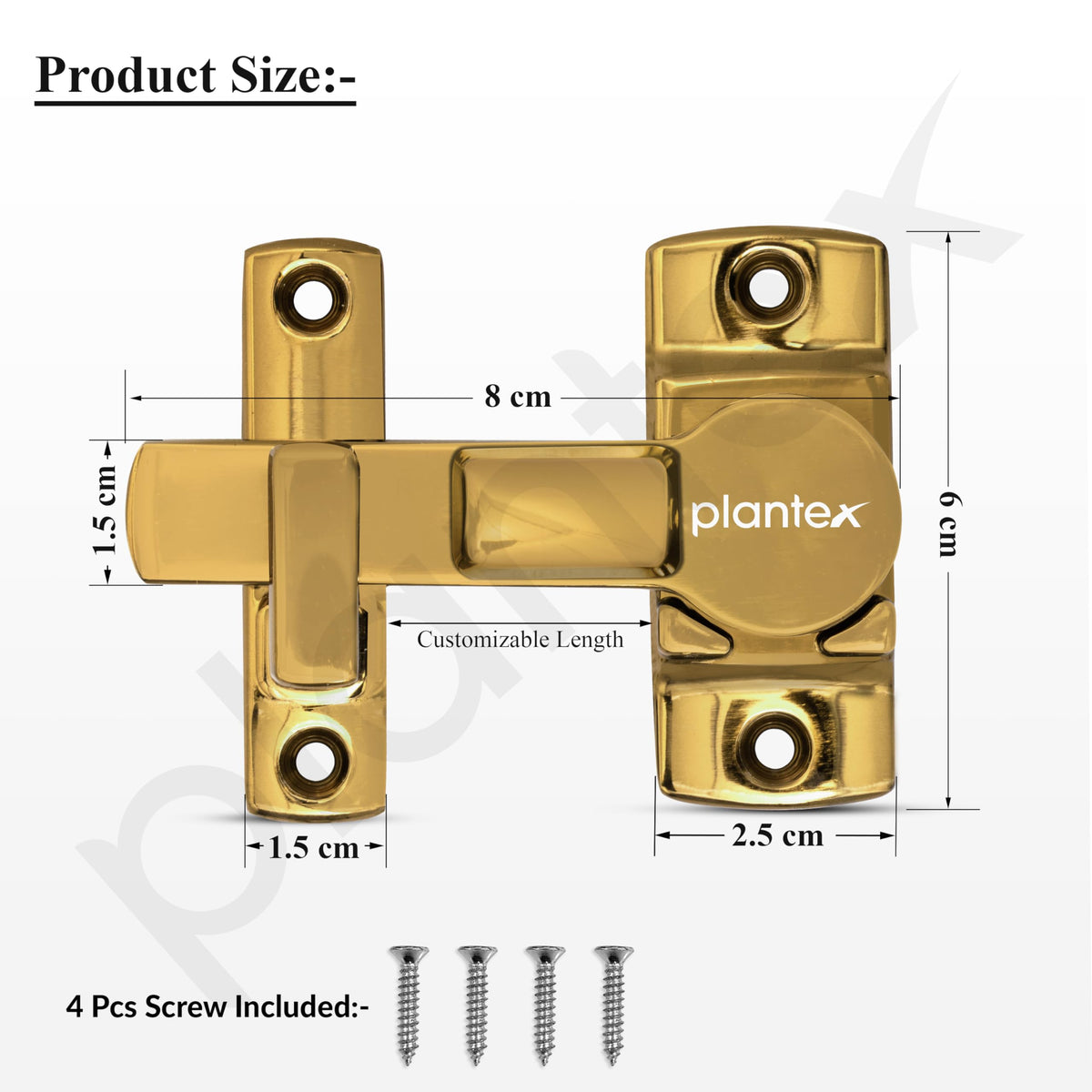 Plantex Door Latch for Balcony/Bathroom/Bedroom/Garden/Sliding Gate - Baby Latch Lock/Chitkani/Back Stopper - (PVD Gold)-3