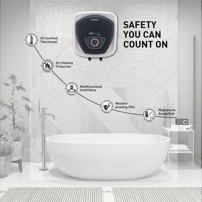 USHA AquaBuddy Neo Geyser 10 Litre 5 Star BEE Rating | Copper Heating Element | Storage Water Heater with Anti-Rust Protection | Warranty: 8 Yr Tank, 2 Yr Product