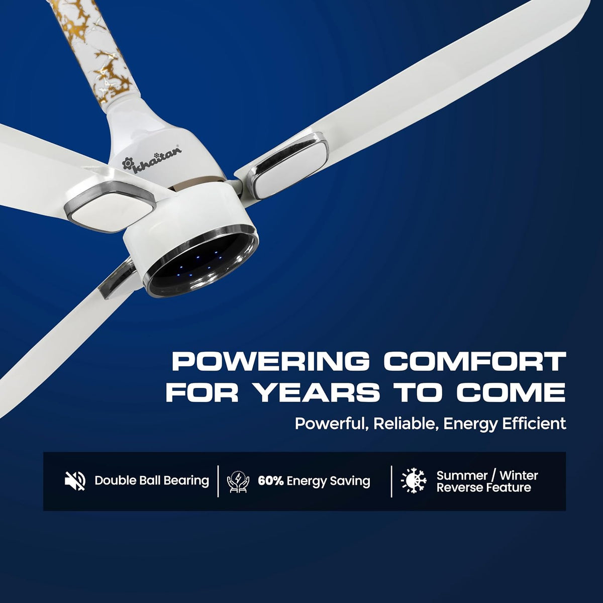 Khaitan Ornate Super BLDC 1200 mm Ceiling Fan with Remote | 5 Star (Pearl White)-5