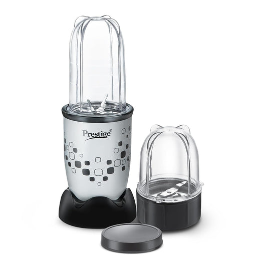 Prestige Nutri-Mix 2.0, 350W Mixer Grinder with 2 Multipurpose Jars | Compact Design | Dual Safety Interlock System | Extra Lids for Storage | Black & Grey