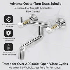 Plantex Pure Brass ICO-916 Non Telephonic Wall Mixer with Water Saving Technology Tap/Mixer Tap for Bathroom with Brass Wall Flange and Teflon Tape-7 Year Warranty (Mirror Chrome)-4