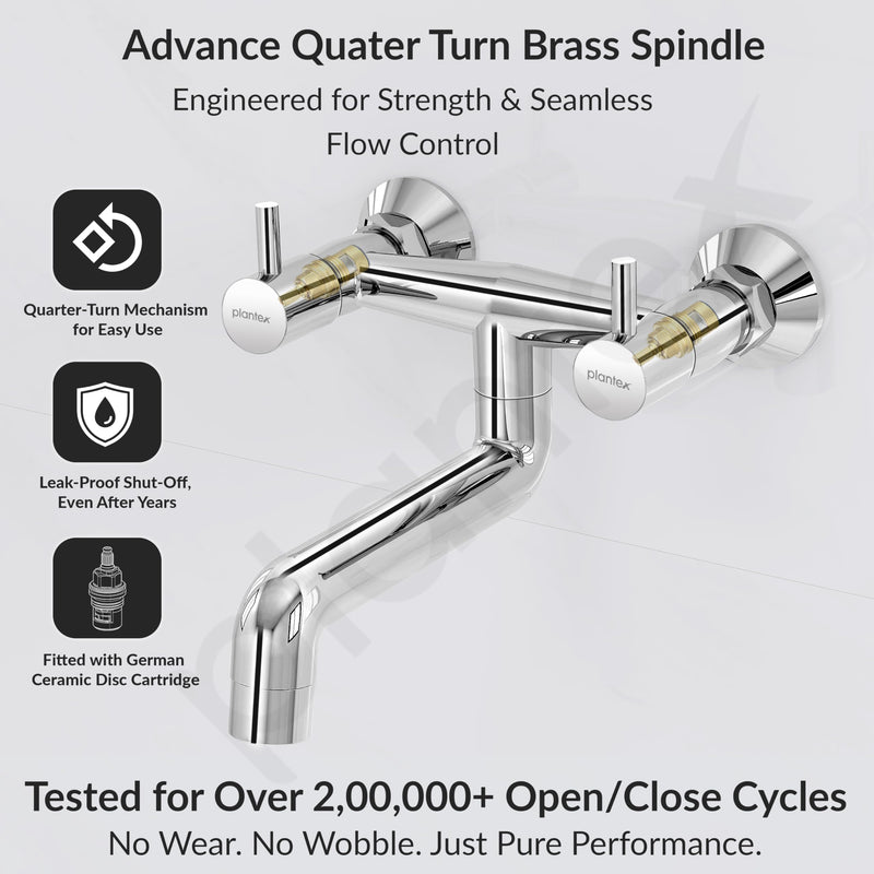 Plantex Pure Brass ICO-916 Non Telephonic Wall Mixer with Water Saving Technology Tap/Mixer Tap for Bathroom with Brass Wall Flange and Teflon Tape-7 Year Warranty (Mirror Chrome)-4