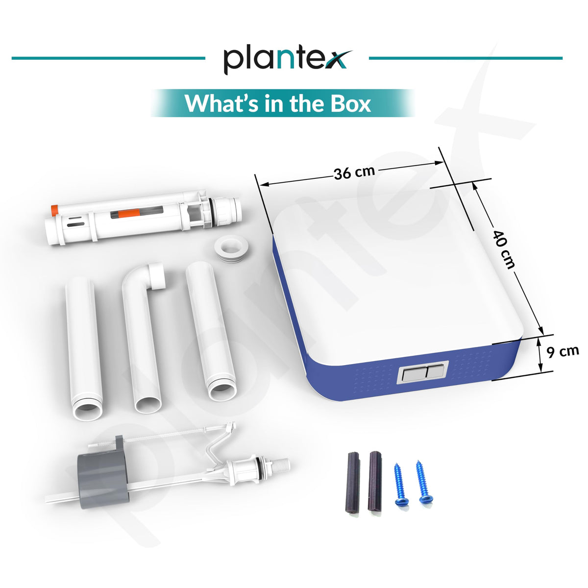 Plantex Commode Flush Tank for Toilet with 7 LTR Water Capacity/Dual Tone and Slim Polypropylene Flush Tank with Internal Accessories - Pack of 1 (Blue & White)-3