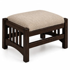 Wooden Ottoman Foot Stool with Upholstered Cushion Seat, Solid Wood Foot Rest Stool for Living Room, Bedroom, L