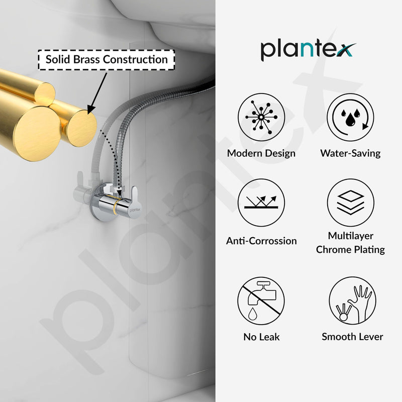 Plantex Pure Brass Angle Valve with Brass Wall Flange & Teflon Tape for Bathroom/Kitchen/Wash Basin- [FLO-805-Pack of 2-Chrome]-4