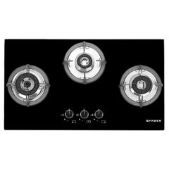 Faber Hob 76 cm 3 Burner|Auto-Ignition|Spillage Proof|Brass Burners|Metal Knobs|Pan Support|2yrs on Burner,5 Yrs Warrant
