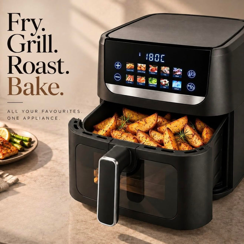 Faber 8.0L 1700W Digital Air Fryer | Fry, Bake, Roast | 85% Less Oil,360 hot air circulation | 10-Preset Menu, Touch Con