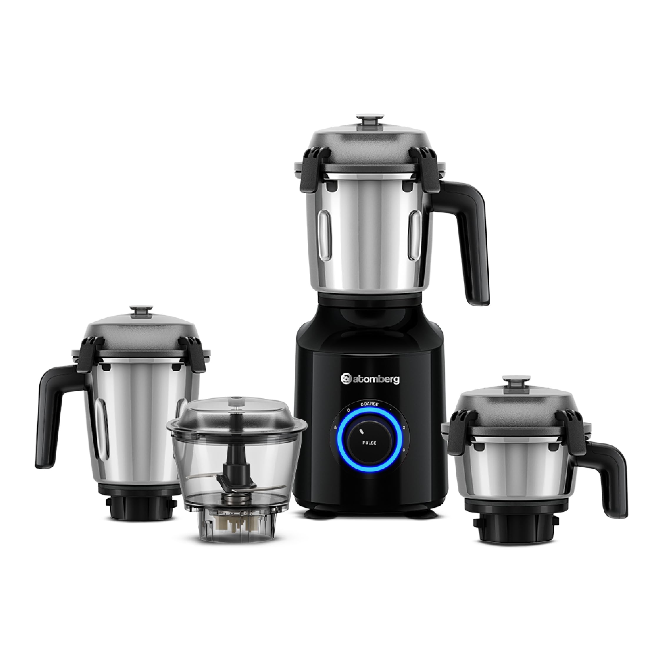 Atomberg Zenova Fresh Juicer Mixer Grinder | Coarse Mode for Silbatta-like Texture | Intelligent BLDC Motor | Safety Features | 4 Jars including Chopper & Juicer Jar | Hands-Free Operation | Black