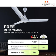 RR Signature 1200 MM Wavia High Speed Ceiling Fan for Home & Office, 35% Energy Saving, Designer Ceiling Fan (Silky Silver)-6