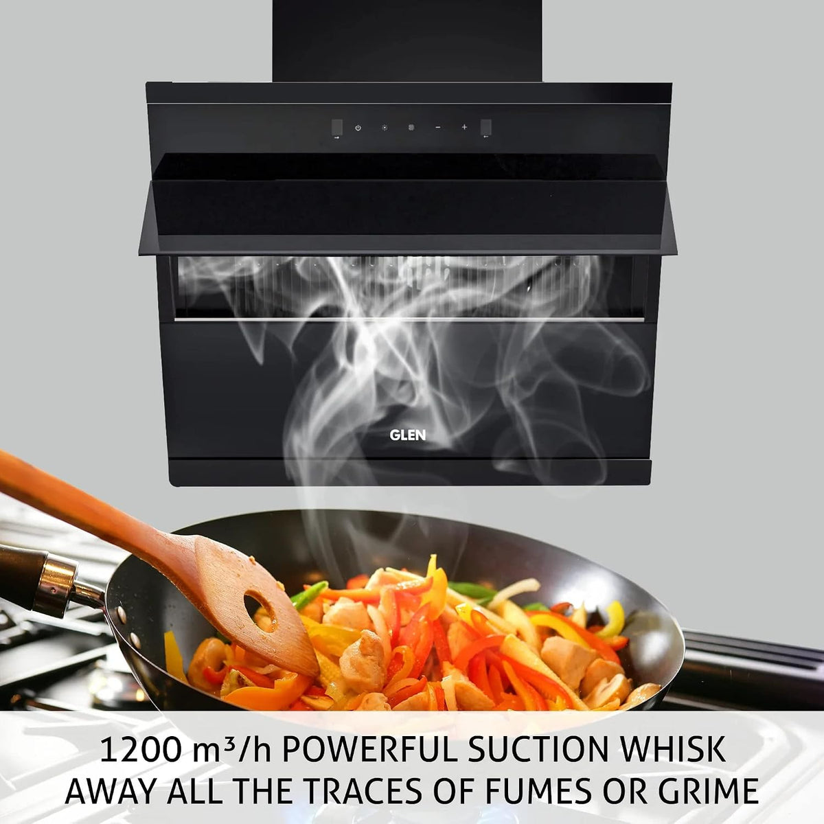 Glen Auto Clean Glass Filterless Chimney With Touch Controls With Motion Sensor, Wave And Start 1200 M3/H 90Cm, 1 Year On Product, 5 Year On Motor, (CH6073SXAC90)-5