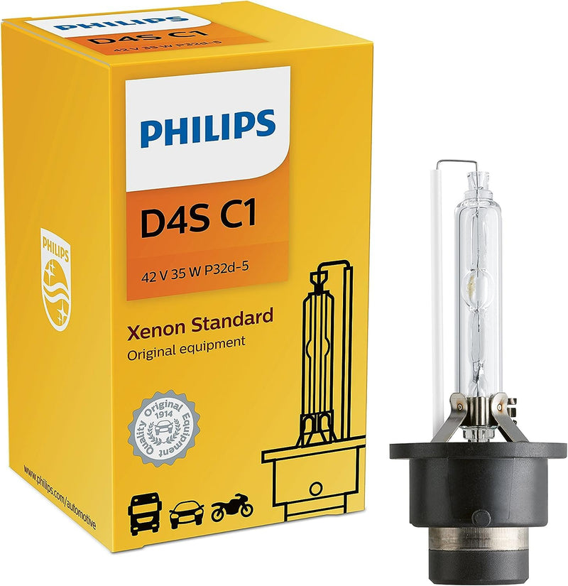 Philips D4S Standard Authentic Xenon HID Headlight Bulb, 1 Pack