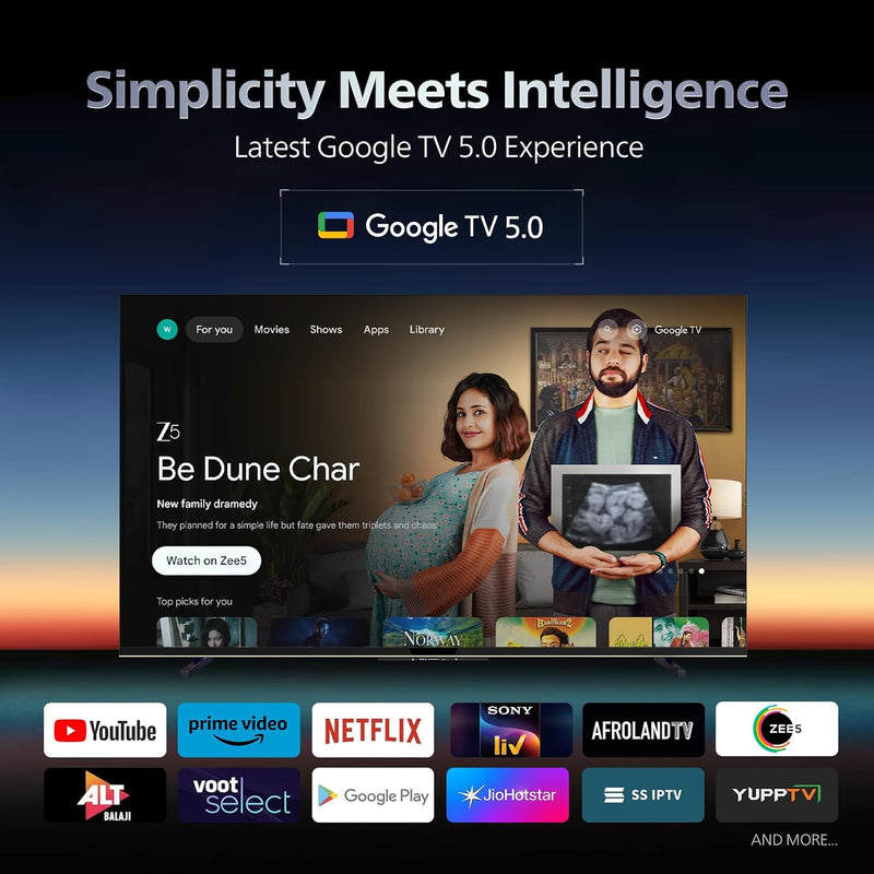 Philips 164 cm (65 inches) 4K Ultra HD QLED Smart QD-Mini LED Google TV 65MLED610/94
