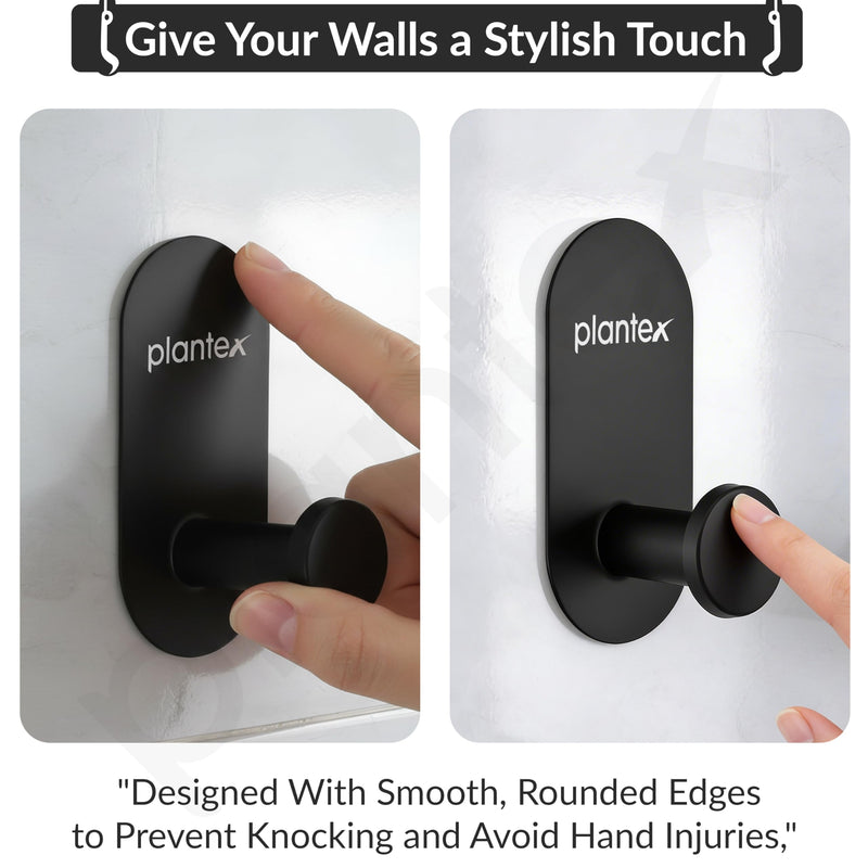 Plantex Wall Hanging Hook/Bath Towel Hook/Self Adhesive Oval Robe Hooks for Kitchen/Bathroom/Stylish Home Decor Items - Pack of 6 (Black)-5