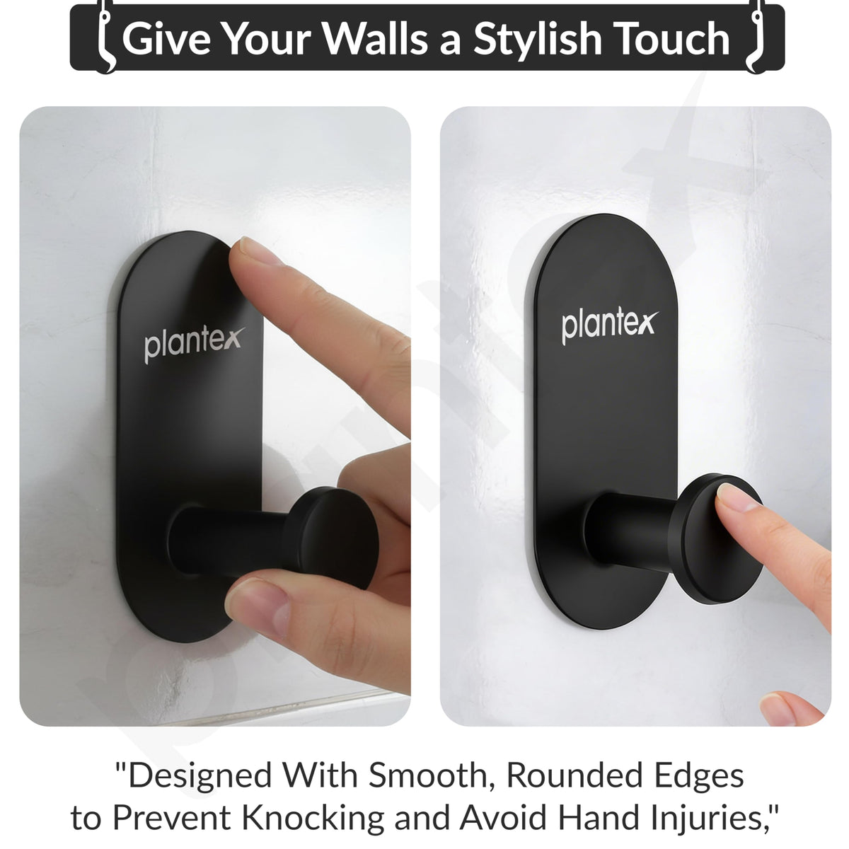 Plantex Wall Hanging Hook/Bath Towel Hook/Self Adhesive Oval Robe Hooks for Kitchen/Bathroom/Stylish Home Decor Items - Pack of 4 (Black)-5