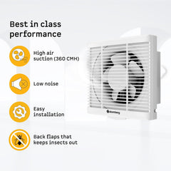 atomberg Efficio Exhaust 6 Inches | Suitable for Bathroom, Kitchen | BLDC Motor | Easy to Clean | 2 Year Warranty (White)