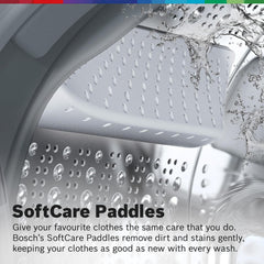 Bosch 8 kg, 5 Star, AI Active Water+, Anti-Tangle, Steam Anti Bacterial, Anti-Wrinkle Fully-Automatic Front Loading Washing Machine (WAJ2826BIN, In-Built Heater, Shiny Silver)