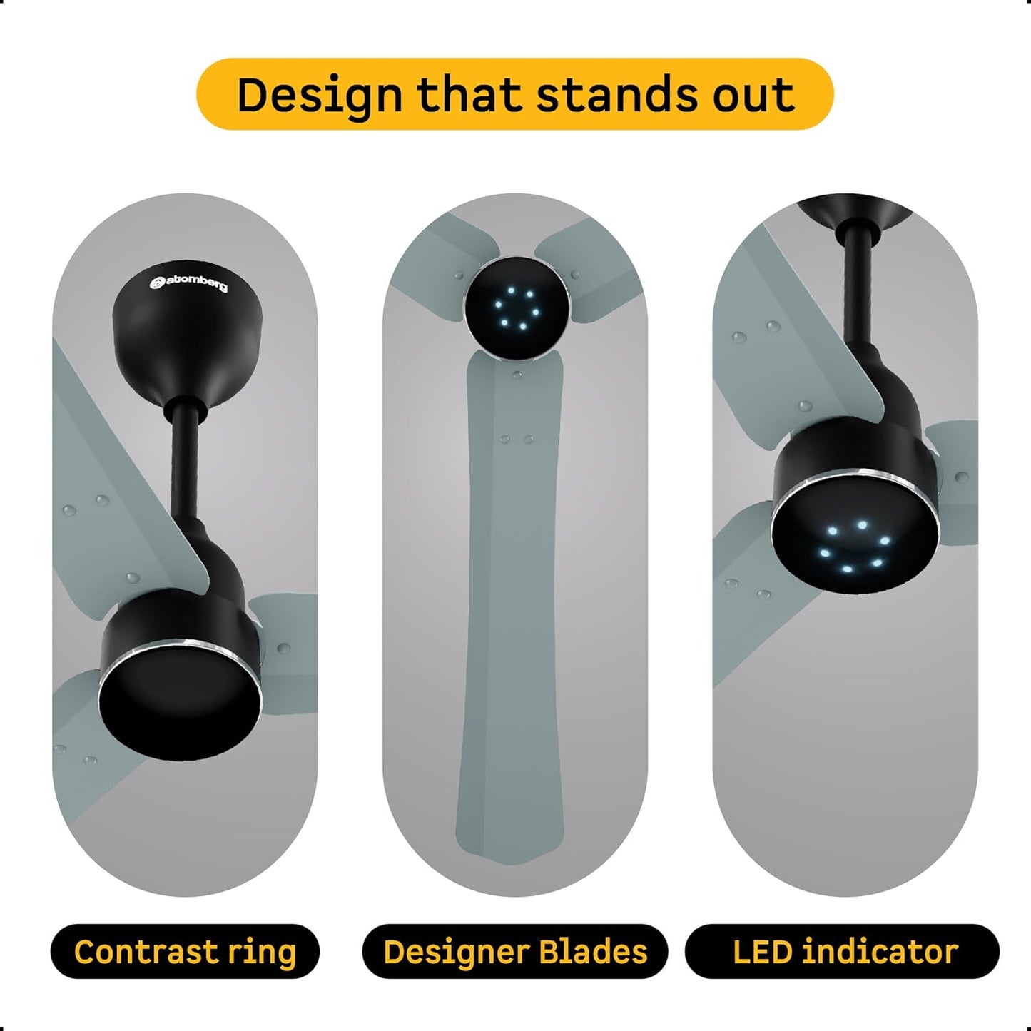 atomberg Renesa Halo Smart Alexa Enabled 1200mm BLDC Ceiling Fan with Remote | BEE 5 star | High Air Delivery | Low noise | LED Speed Indicator | Sleek Design | | 3 Year Warranty| Misty Teal