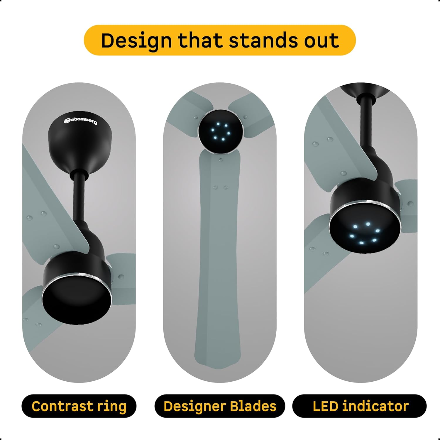 atomberg Renesa Halo Smart Alexa Enabled 1200mm BLDC Ceiling Fan with Remote | BEE 5 star | High Air Delivery | Low noise | LED Speed Indicator | Sleek Design | | 3 Year Warranty| Misty Teal