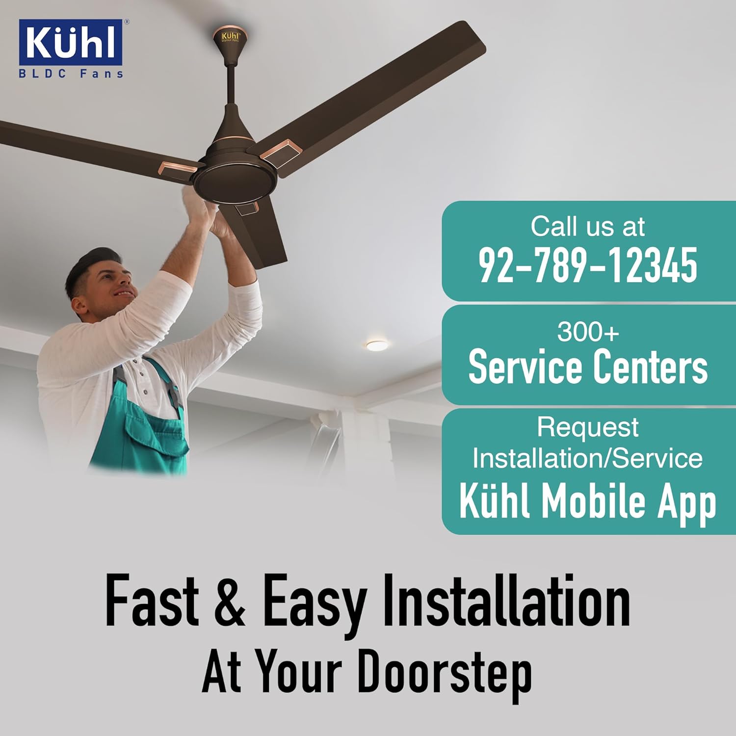 KUHL Prima A5 1200mm BLDC Ceiling Fan with Remote | 5-Star Rated | High Airflow | Saves up to 65% Electricity | 5-Year Warranty | Espresso