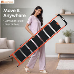 BonKaso climb easy 7 Step Foldable Steel Kitchen Ladder for Home,Office & Outdoor Use with Safety Clutch Lock,Anti-Slip Wide Steps,Support Handle & Tool Tray, Load Capacity Upto 120kg (Orange & Black)