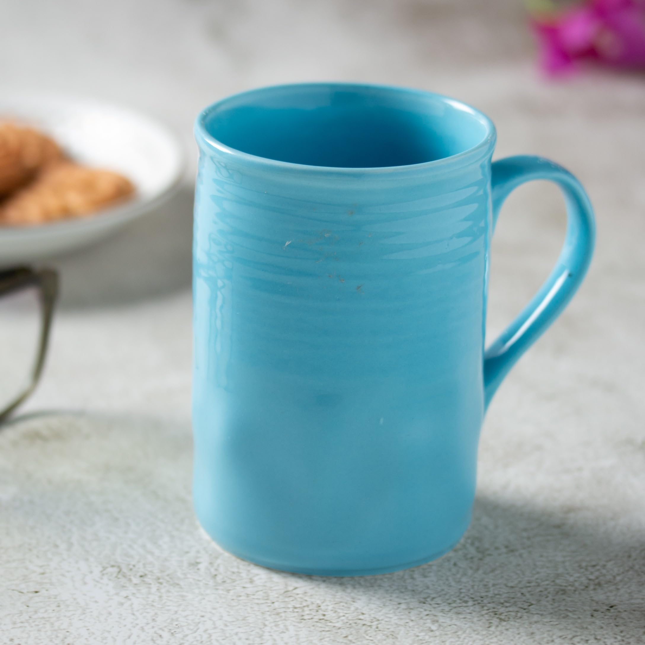 Clay Craft Fine Ceramic YOLO Solid Self Design Milk/Coffee Mugs - 340 ml (Pink, 1 Piece)