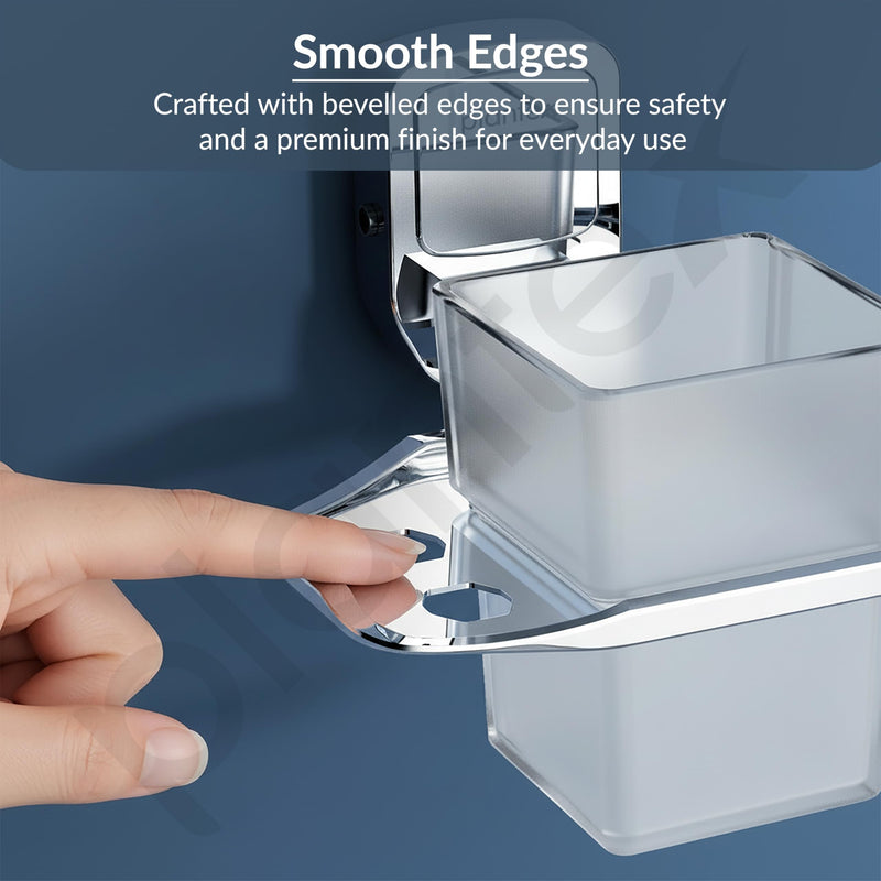 Plantex Tumbler Holder for Bathroom/304 Grade Stainless Steel Toothbrush Holder/Tothpaste Holder/Bathroom Accessories - Pack of 1 (Chrome)-4