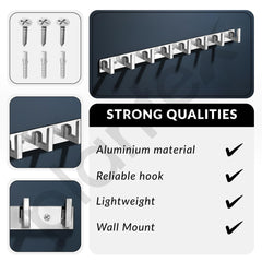 Plantex Bathroom Hooks for Hanging with L-Shape Hooks - Door Hooks for Clothes/Towel/Keys - Pack of 3 - (8 Hooks, Chrome)-5