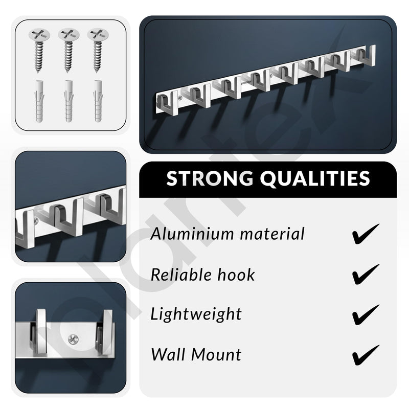 Plantex Bathroom Hooks for Hanging with L-Shape Hooks - Door Hooks for Clothes/Towel/Keys - Pack of 3 - (8 Hooks, Chrome)-5