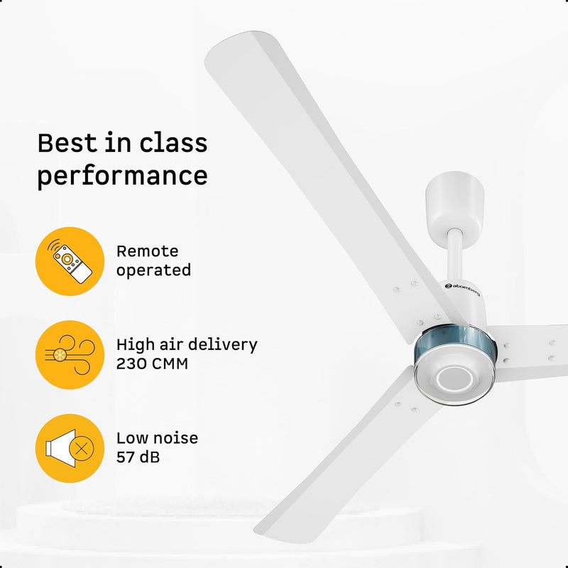 atomberg Renesa Elite 1200mm BLDC Ceiling Fan with Remote Control | BEE 5 star | High Air Delivery with Moonbeam LED Light | New Sleek Design | Newly Launched | 5 Year Warranty | Snow White