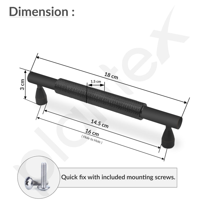 Plantex Cabinet Handle/Kitchen Cabinet Door Handle/Wardrobe/160 mm Cupboard Handle/Door Pull-Push Handle for Home/Office - Pack of 2 (Black) (Model APS-DTC-3910)-3
