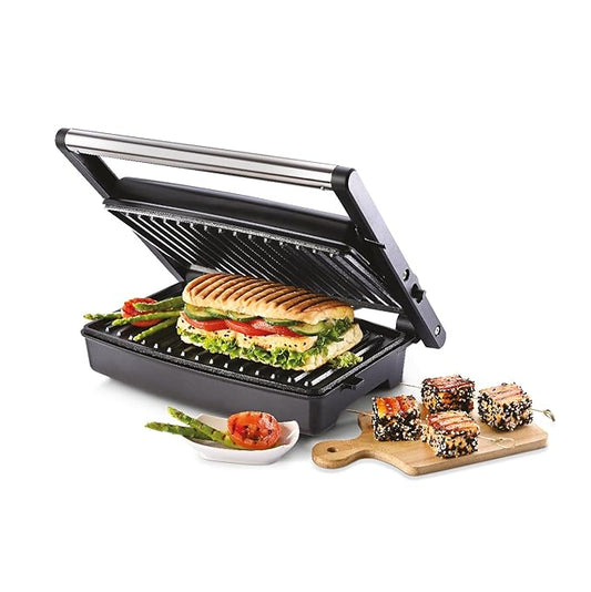Usha iChef Sandwich Grill | 1500 Watt| Large 2 Slice Flat Bread Griller | 0-180° Flat Bed | Floating Hinge Design | 2 stage Thermal Safety| 2 Years Warranty (Stainless steel)