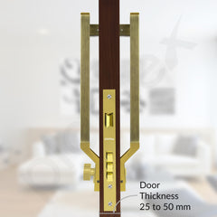 Plantex 15 Inch Door Handle with Lock/Stainless Steel Handle Set for Home/Office/Door Accessories - Pack of 1 (Brass Antique & Gold)-5
